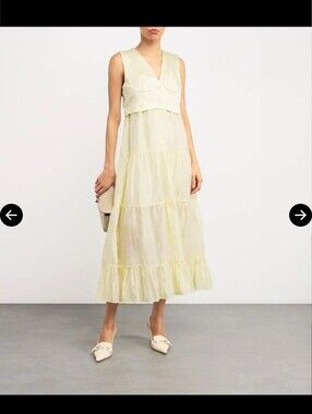 Sandro Linen-blend Yellow Midi Dress